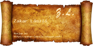 Zakar László névjegykártya